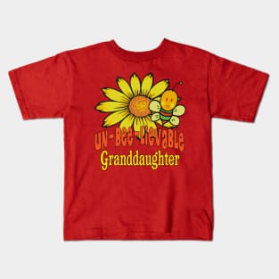 Unbelievable Granddaughter Sunflowers and Bees Kids T-Shirt